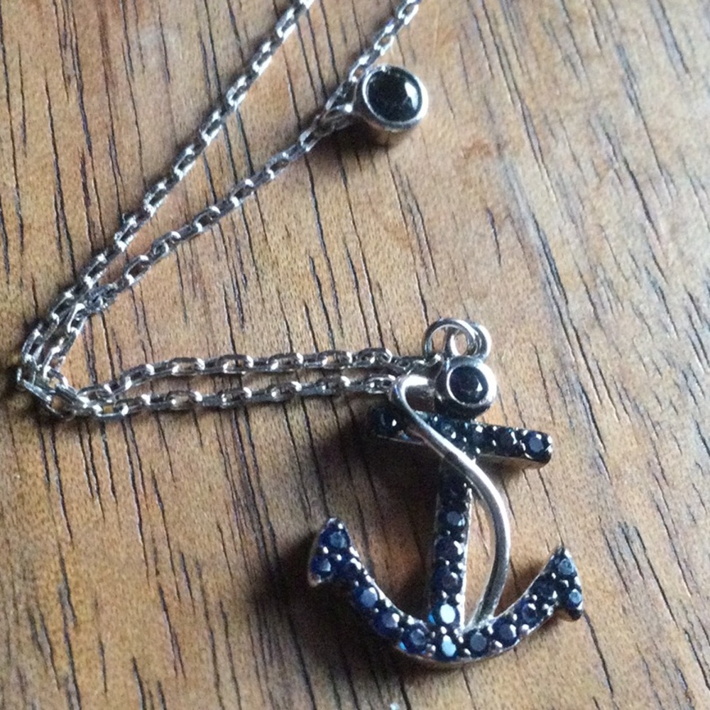 NWOT Anthro CZ Anchor Chain Necklace